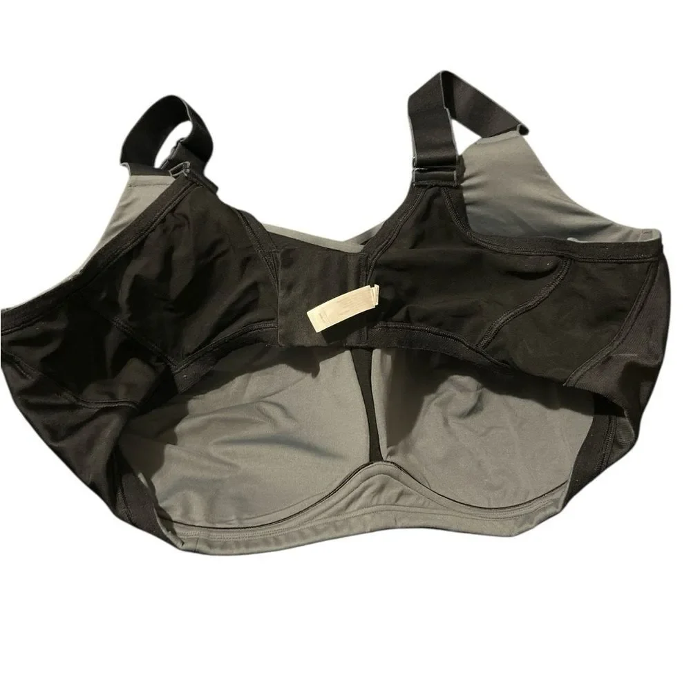 Livi Active Lane Bryant 44G Molded Underwire Sports Bra Black Gray High Impact